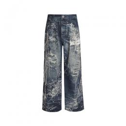 DND4DES SPIDER WEB EMBROIDERY TASSEL HARD WASHED JEAN