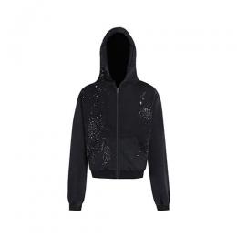  DND4DES RHINESTONE BLACK ZIP-UP HOODIE BLACK
