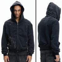  DND4DES RHINESTONE BLACK ZIP-UP HOODIE BLACK