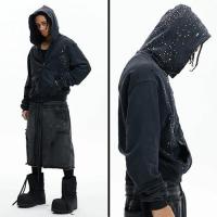  DND4DES RHINESTONE BLACK ZIP-UP HOODIE BLACK