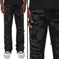 REPUTATION STUDIOS THRASHED FLARE DENIM - BLACK