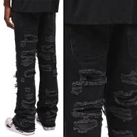 REPUTATION STUDIOS THRASHED FLARE DENIM - BLACK