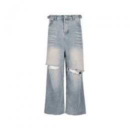 URKOOL DISTRESSED WIDE LEG BAGGY JEANS