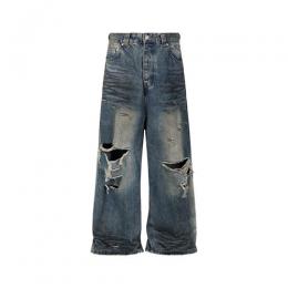 URKOOL DISTRESSED WIDE-LEG BAGGY JEANS V2