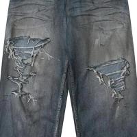 URKOOL DISTRESSED WIDE-LEG BAGGY JEANS V2