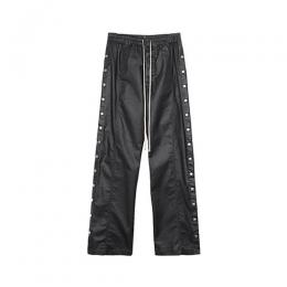 URKOOL WAXED SNAP STRAIGHT LEG TRACK PANTS