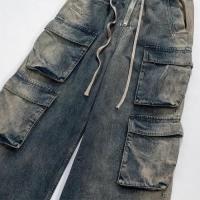 URKOOL DOUBLE DENIM CARGO PANTS - BLUE