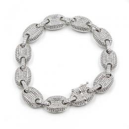 GOLDEN GILT Studded Goochi Link Bracelet - Silver