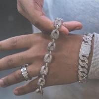 GOLDEN GILT Studded Goochi Link Bracelet - Silver