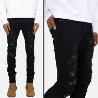 mnml X165 PAISLEY STRETCH SKINNY DENIM - BLACK/BLACK