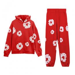 URKOOL COTTON WREATH HOODIE & SWEATPANTS RED