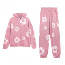 URKOOL COTTON WREATH HOODIE & SWEATPANTS PINK