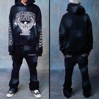 RETROVERT RHINESTONE STAR EAGLE HOODIE BLACK