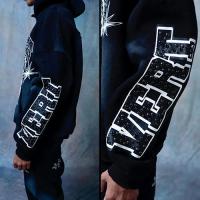 RETROVERT RHINESTONE STAR EAGLE HOODIE BLACK