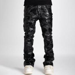 GUAPI JET BLACK LEATHER CARPENTER DENIM