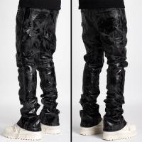 GUAPI JET BLACK LEATHER CARPENTER DENIM