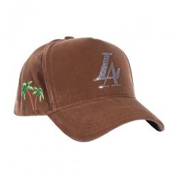 REFERENCE PARADISE LA CRYSTALS SNAPBACK CAP BROWN VELOUR