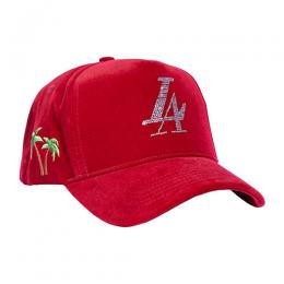 REFERENCE PARADISE LA CRYSTALS SNAPBACK CAP BURGUNDY VELOUR