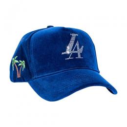 REFERENCE PARADISE LA CRYSTALS SNAPBACK CAP NAVY VELOUR