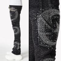 GUAPI OBSIDIAN BLACK CALLIGRAPHY DENIM