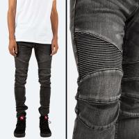 mnml M14 STRETCH SLIM ZIPPER DENIM - BLACK