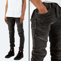 mnml M14 STRETCH SLIM ZIPPER DENIM - BLACK