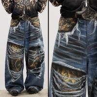 DND4DES RIPPED LEOPARD PRINT ALL-OVER JEANS