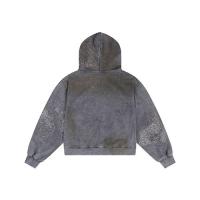 DND4DES DIAMOND DISTRESSED ZIP-UP HOODIE GRAY