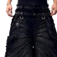 ThoughtWeFriends ATTACHED DETACHABLE WAXED DISTRESSED DENIMS