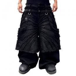 ThoughtWeFriends ATTACHED DETACHABLE WAXED DISTRESSED DENIMS