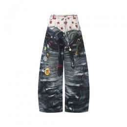 DND4DES DOUBLE WAIST BADGE ALL-OVER PRINT PANTS
